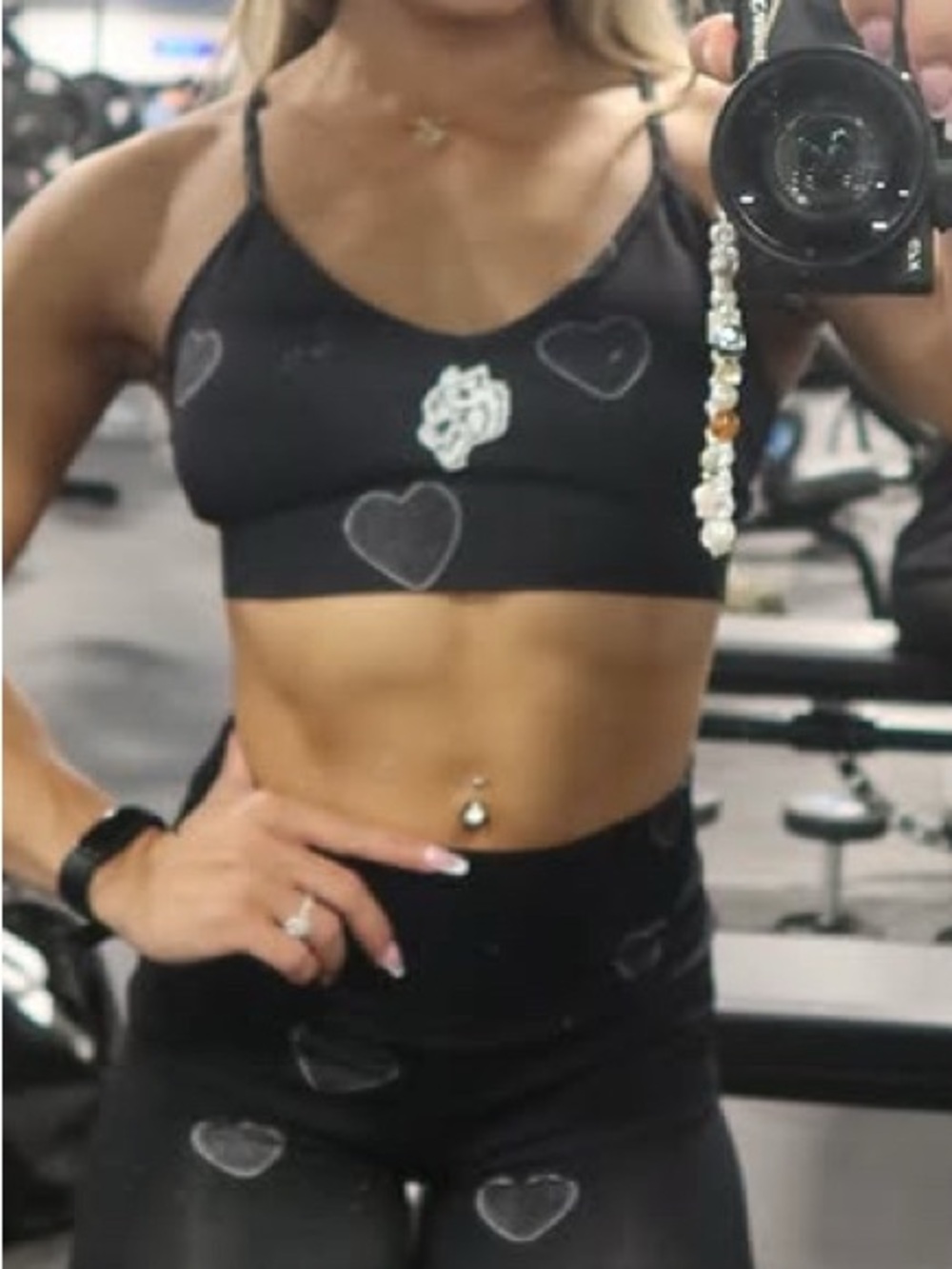 ISO Darc Sport Black Heart-Print Sports Bra